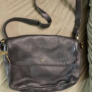 Black leather Fossil Bag